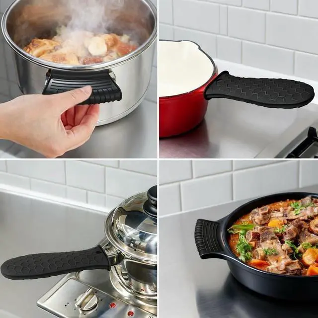 Alt view image 7 of 7 - Silicone Hot Handle Holders Cover, Assist Pan Handle Sleeve Pot,Non-Slip Pot Holder Sleeve,Frying Pan Casserole Oven Tray Baking Sheets Casserole Cookware(Black)