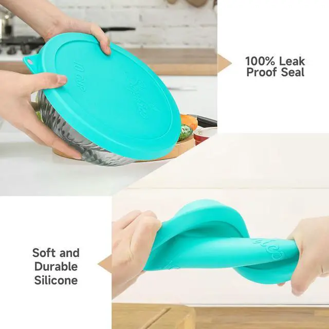 Alt view image 4 of 7 - Silicone Replacement Lids for Pyrex Sculpted Glass & Tinted Glass Bowls Mixing Bowls4 size