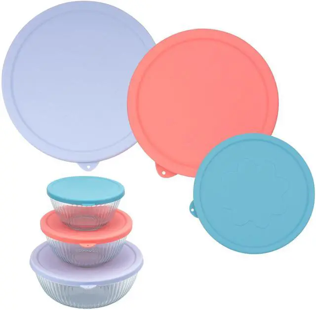 Main image of Silicone Replacement Lids for Pyrex 7402-S 1.3 Qt, 7403-S 2.3 Qt, 7404-S 4.5 Qt Sculpted Tinted Glass Mixing Bowls (BOWL NOT INCLUDED)