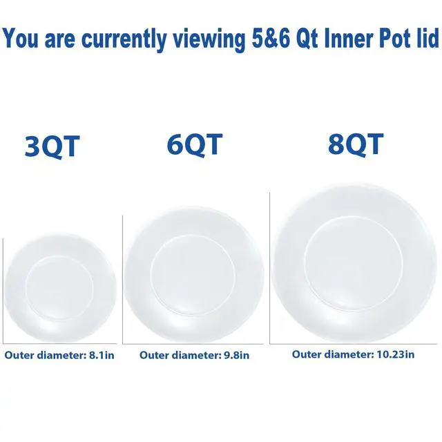 Alt view image 2 of 7 - Silicone Lids for Instant Pot 5 & 6 Qt Inner Pot, 9.8IN Lid Replacement, Reusable Food Grade Premium Pot Cover, Accessories & Parts Insert Lids for Bowl and Food Cover