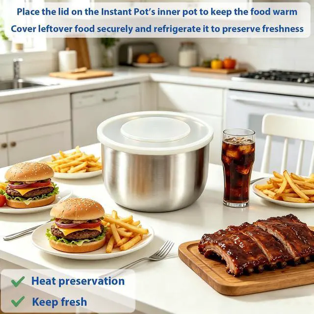 Alt view image 5 of 7 - Silicone Lids for Instant Pot 5 & 6 Qt Inner Pot, 9.8IN Lid Replacement, Reusable Food Grade Premium Pot Cover, Accessories & Parts Insert Lids for Bowl and Food Cover