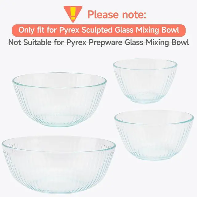 Alt view image 3 of 7 - Silicone Lids for Pyrex Sculpted Glass Mixing Bowls - Assorted Sizes Fit with 7401-S 3-cup, 7402-S 6-cup, 7403-S 10-cup, & 7404-S 4.5-Quart, Dishwasher & Microwave Safe (Lids Only)