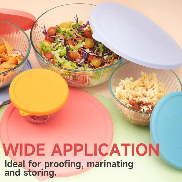 Alt view image 7 of 7 - Silicone Lids for Pyrex Sculpted Glass Mixing Bowls - Assorted Sizes Fit with 7401-S 3-cup, 7402-S 6-cup, 7403-S 10-cup, & 7404-S 4.5-Quart, Dishwasher & Microwave Safe (Lids Only)