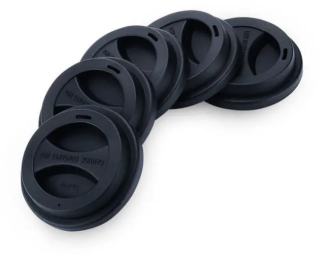 Main image of Coffee Mug Lids(3.15"Inner Diameter,3.43"Outer Diameter), KSENDALO Thicker Eco Reusable Silicone Travel Mug Lids, Silicone Cup Cover Set,Black(5pcs)