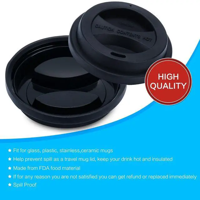 Alt view image 5 of 6 - Coffee Mug Lids(3.15"Inner Diameter,3.43"Outer Diameter), KSENDALO Thicker Eco Reusable Silicone Travel Mug Lids, Silicone Cup Cover Set,Black(5pcs)