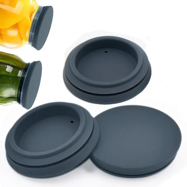 Main image of Regular Mouth Mason Jar Lids - 2.75 Inch Canning Lids Fit for All Regular Mouth Mason Jars,Food Grade Silicone Mason Jar Caps,Dishwasher Safe,Leak Proof Reusable Lids,3 Pack (Grey-3 Pack)