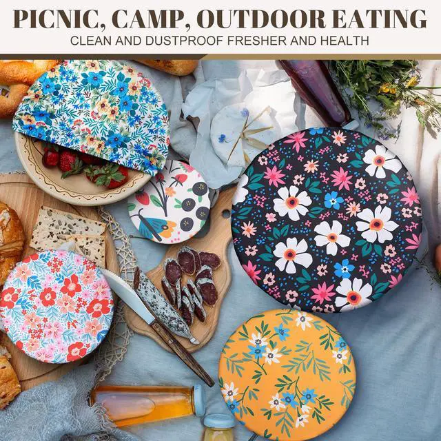 Alt view image 4 of 7 - Cloth Bowl Covers for Bread Rising - 5 Size Stretch Elastic Food Storage Container Lids - Reusable Cotton Fabric Covers for Food, Fruits, Leftovers (Flower)