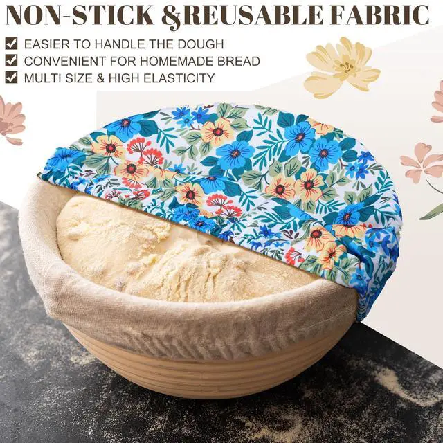 Alt view image 6 of 7 - Cloth Bowl Covers for Bread Rising - 5 Size Stretch Elastic Food Storage Container Lids - Reusable Cotton Fabric Covers for Food, Fruits, Leftovers (Flower)