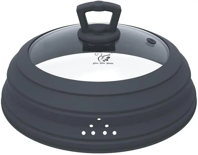 Main image of Microwave Splatter Cover Vented Glass Splatter Guard Lid with Collapsible Silicone for Food as Pot Covers 11.8 inch Large Plate for 6 7 8 9 10 11 inch Plate Bowl