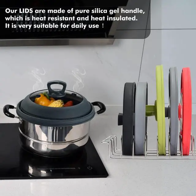 Alt view image 5 of 7 - Microwave Splatter Cover Vented Glass Splatter Guard Lid with Collapsible Silicone for Food as Pot Covers 11.8 inch Large Plate for 6 7 8 9 10 11 inch Plate Bowl
