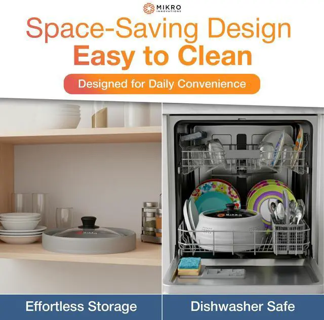 Alt view image 6 of 7 - Glass & Silicone Microwave Splatter Cover Tall and Collapsible Design that fits 6-10.5in Plates and Bowls - Space Saving, BPA Free & Dishwasher Safe (1, Gray, large)