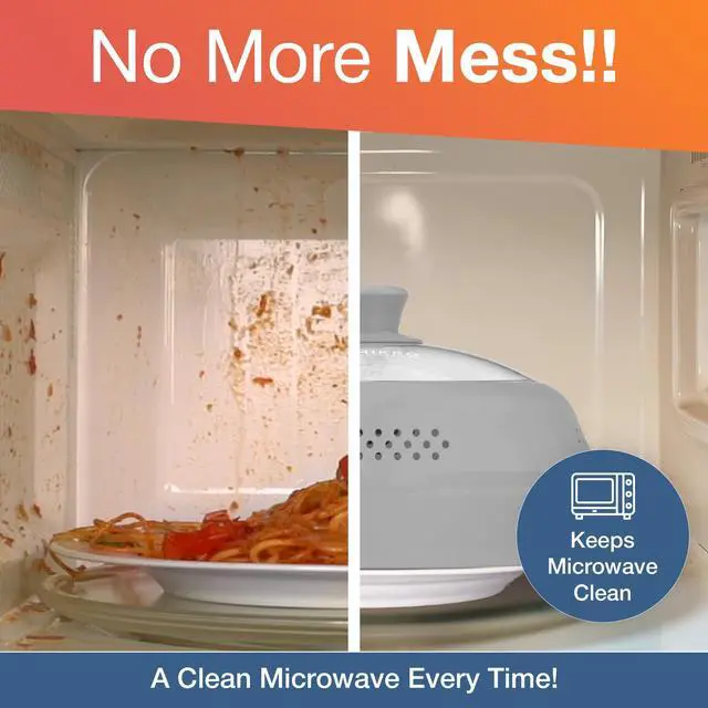 Alt view image 7 of 7 - Glass & Silicone Microwave Splatter Cover Tall and Collapsible Design that fits 6-10.5in Plates and Bowls - Space Saving, BPA Free & Dishwasher Safe (1, Gray, large)