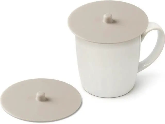 Main image of Silicone Cup Cover Lids, 4.3 Inch, 2 Pack - Ivory