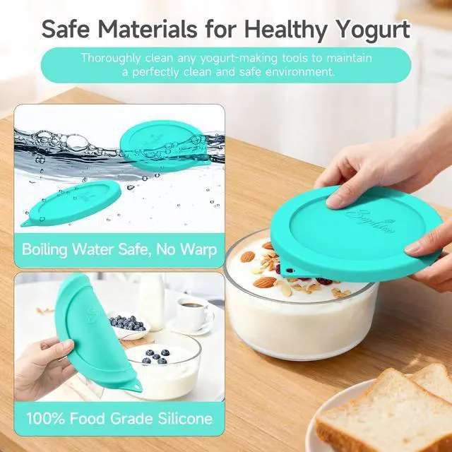 Alt view image 3 of 7 - Replacement Lids Fit Ultimate 1-Quart Yogurt Bowls, Mint, 2 Pack