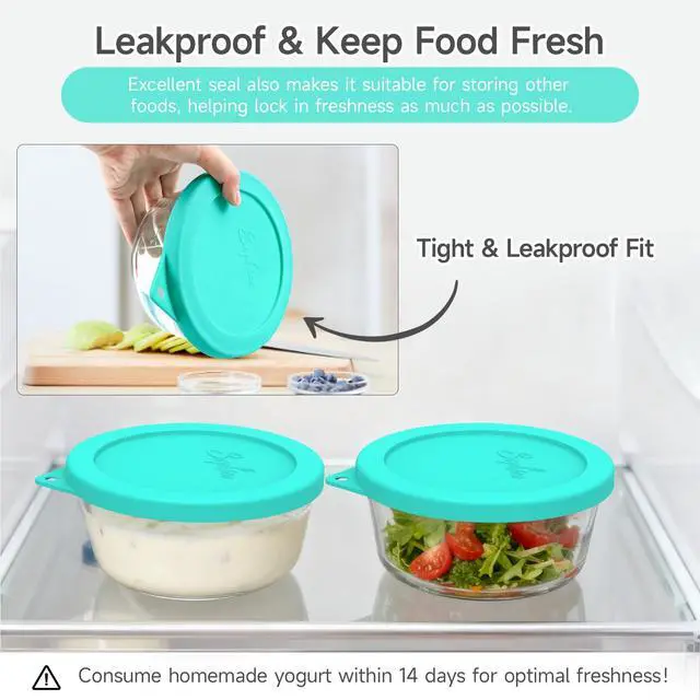 Alt view image 5 of 7 - Replacement Lids Fit Ultimate 1-Quart Yogurt Bowls, Mint, 2 Pack