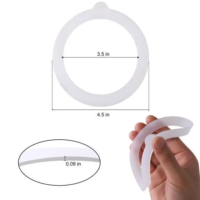 Alt view image 3 of 5 - 4.5 Inch Silicone Replacement Gaskets for Jars Rubber Seals for 3.5 Inch Mouth Glass Jars (White)