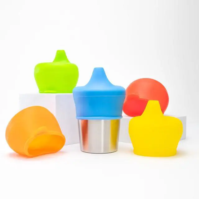 Alt view image 7 of 7 - Silicone Sippy Cup Lids - Spill Proof, Fits Any Cup, BPA-Free, Durable & Soft for Babies & Toddlers, Quick to Attach - 5 Pack Silicone Lids for Cups (Red, Blue, Yellow, Green, Orange)