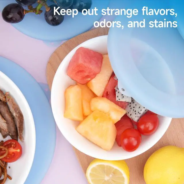 Alt view image 7 of 7 - Silicone Lids for Corelle Vitrelle 428-PC 28-Oz Soup/Cereal Bowls, Freezer & Microwave & Dishwasher Safe (Bowl not included)