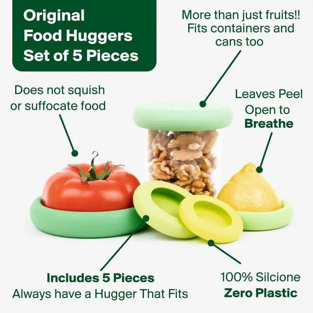 Alt view image 6 of 7 - Reusable Silicone Food Savers | BPA Free | Plastic Free Food Storage | Dishwasher Safe | Fruit & Vegetable Produce Storage for Onion, Tomato, Lemon, Banana & Cans | Round, Sage Green