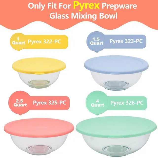 Alt view image 3 of 7 - Silicone Replacement Lids Only Fit for Pyrex 322 1 Quart | 323 1.5 Quart | 325 2.5 Quart | 326 4 Quart Prepware Glass Mixing Bowls, Food Grade, Dishwasher & Microwave Safe (Bowl not included)