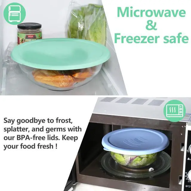 Alt view image 5 of 7 - Silicone Replacement Lids Only Fit for Pyrex 322 1 Quart | 323 1.5 Quart | 325 2.5 Quart | 326 4 Quart Prepware Glass Mixing Bowls, Food Grade, Dishwasher & Microwave Safe (Bowl not included)