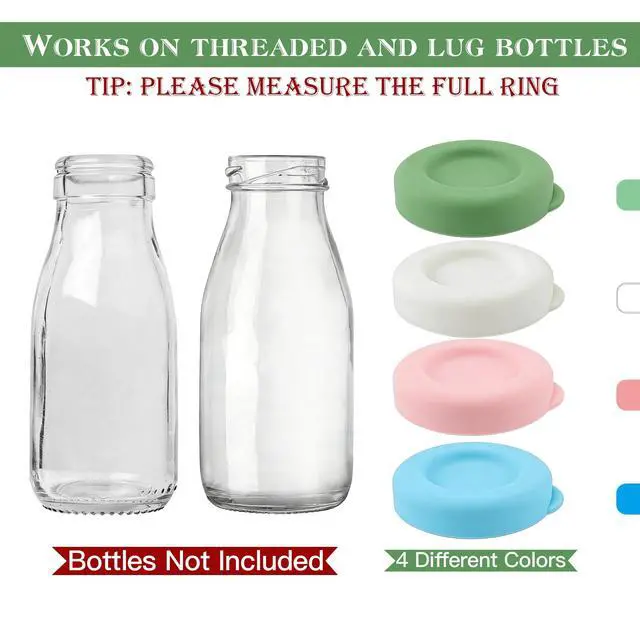 Alt view image 2 of 6 - Silicone Milk Bottle Caps for 48mm Diameter Jug, Reusable Glass Milk Bottle Lids Durable Replacement Tops Fit for Most 1-quart, Half-gallon, 64oz, 2L Sizes, Dishwasher Safe