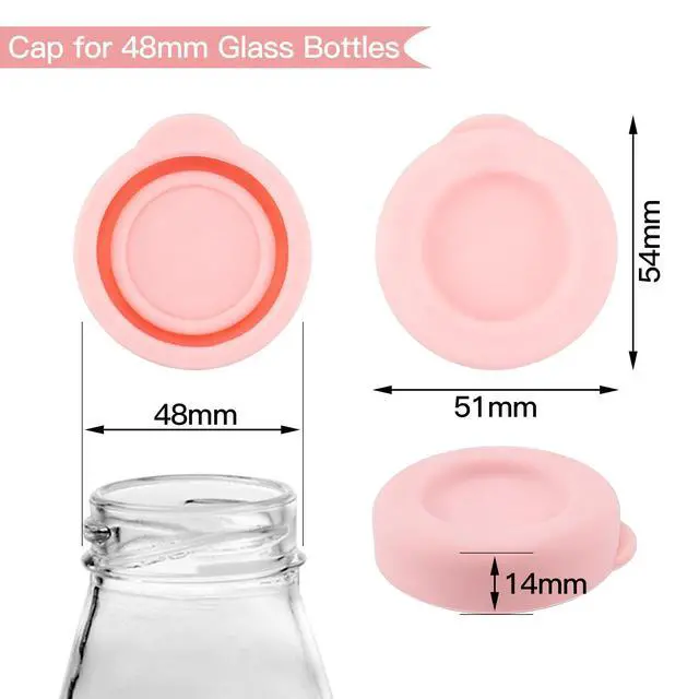 Alt view image 3 of 6 - Silicone Milk Bottle Caps for 48mm Diameter Jug, Reusable Glass Milk Bottle Lids Durable Replacement Tops Fit for Most 1-quart, Half-gallon, 64oz, 2L Sizes, Dishwasher Safe