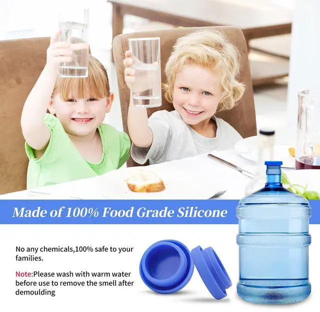 Alt view image 3 of 7 - Silicone Replacement Caps Pack of 6, No Spill 5 Gallon Water Jug Lids Leak Proof Fit 55mm Bottles