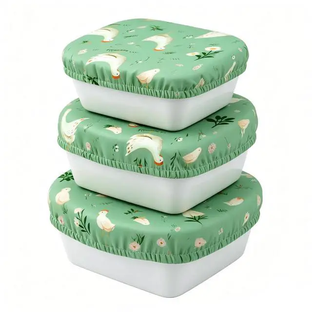 Main image of Reusable Bowl Covers, Elastic Cotton Cloth Sourdough Bread Cover, Reusable Bowl Caps for Bread Proofing Baskets and Large Mixing Containers, 3 Pack, Chicken