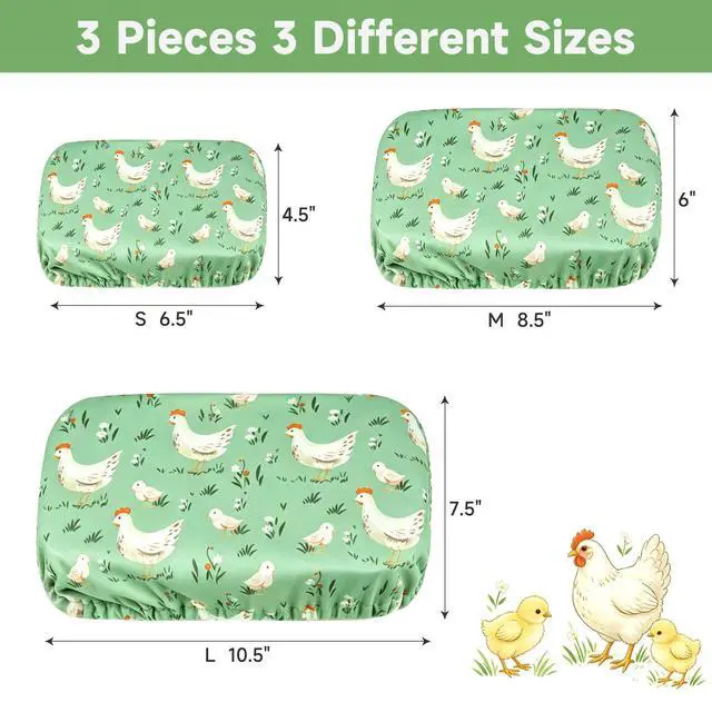 Alt view image 4 of 7 - Reusable Bowl Covers, Elastic Cotton Cloth Sourdough Bread Cover, Reusable Bowl Caps for Bread Proofing Baskets and Large Mixing Containers, 3 Pack, Chicken
