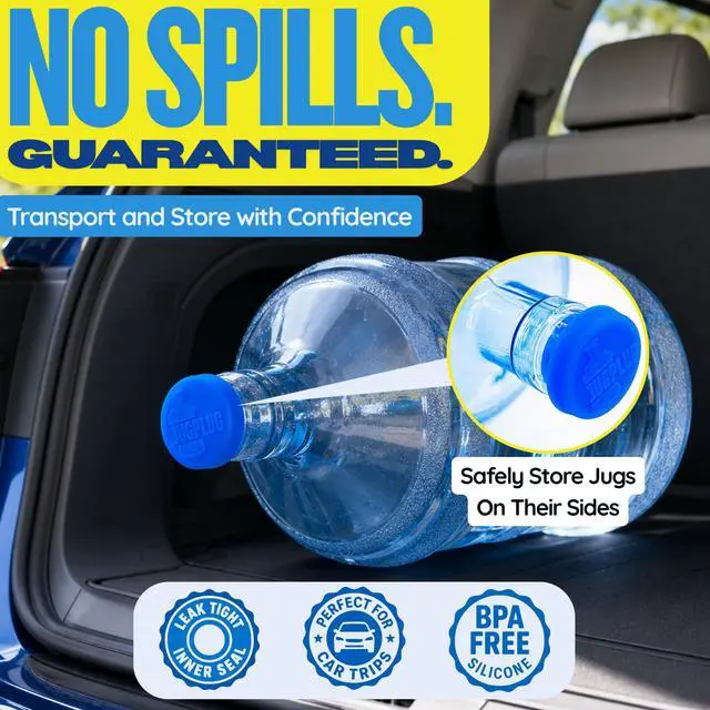 Alt view image 2 of 7 - Gallon Water Jug Cap No Spill, Fits All Standard 3 & 5 Gal Jugs Reusable Silicone Jug Lid & Caps Replacement, Leak-Proof Water Bottle Cap 3 Pack