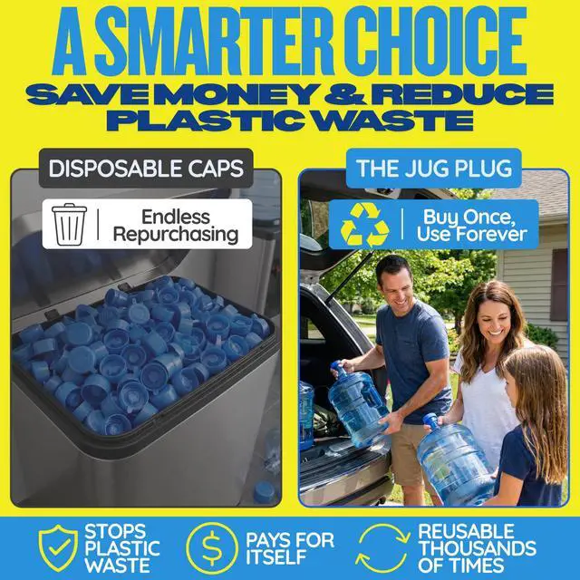 Alt view image 5 of 7 - Gallon Water Jug Cap No Spill, Fits All Standard 3 & 5 Gal Jugs Reusable Silicone Jug Lid & Caps Replacement, Leak-Proof Water Bottle Cap 3 Pack