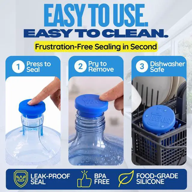 Alt view image 6 of 7 - Gallon Water Jug Cap No Spill, Fits All Standard 3 & 5 Gal Jugs Reusable Silicone Jug Lid & Caps Replacement, Leak-Proof Water Bottle Cap 3 Pack