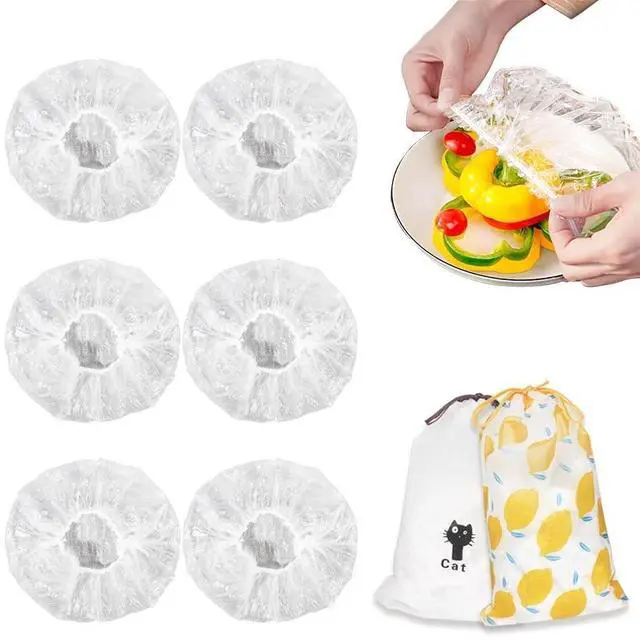 Main image of Plastic Elastic Bowl Covers Reusable,Food Storage Covers with Elastic Bowl Covers for Leftover, Plastic Covers for Bowls Fresh Keeping Bags for Family Outdoor Picnic (Thicken)