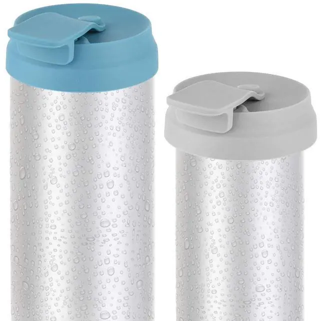 Main image of Silicone Beverage Can Lid Cover Protector for Slim Can and Skinny Can Hard Seltzer, Soda, Beer, Energy Drinks, Juice (Dark Blue (1 Pc) + Gray (1 Pc))