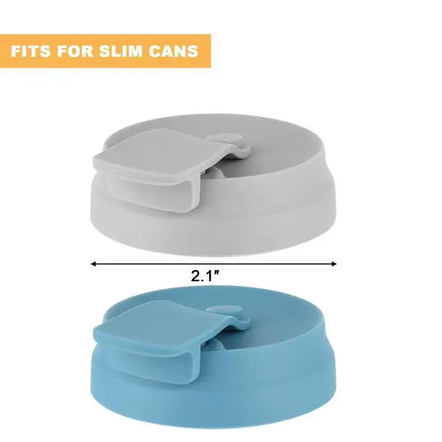 Alt view image 2 of 4 - Silicone Beverage Can Lid Cover Protector for Slim Can and Skinny Can Hard Seltzer, Soda, Beer, Energy Drinks, Juice (Dark Blue (1 Pc) + Gray (1 Pc))