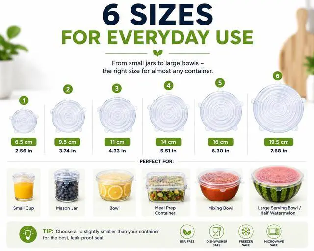 Alt view image 5 of 7 - Silicone Stretch Lids, Reusable BPA-Free Food Covers, 6-Pack