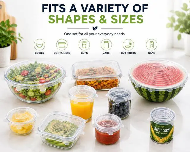 Alt view image 2 of 7 - Silicone Stretch Lids, Reusable BPA-Free Food Covers, 6-Pack