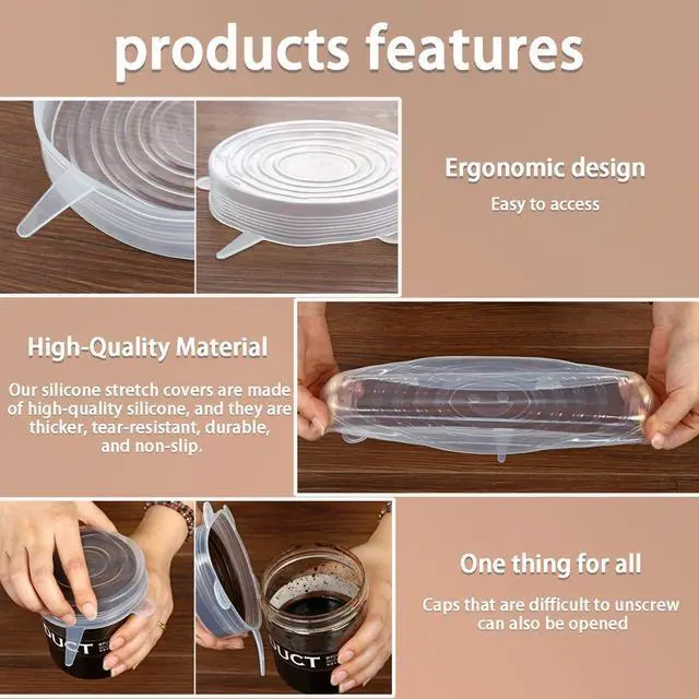 Alt view image 4 of 7 - Silicone Stretch Lids, 6 Pcs, 4.53in