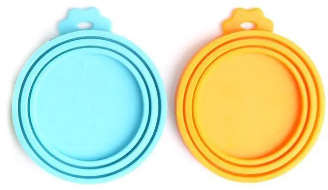 Main image of Pet Food Can Cover Silicone Can Lids for Dog and Cat Food(Universal Size,One fit 3 Standard Size Food Cans) (Blue/Orange)
