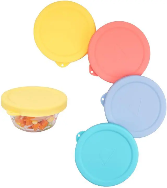 Main image of Silicone Ramekin Lids for Pyrex and Anchor Hocking Glass Custard Cups 6oz, Prepware Dessert Cup Cover, Silicone Lids for Food Storage, Dishwasher Safe (Containers NOT Included)