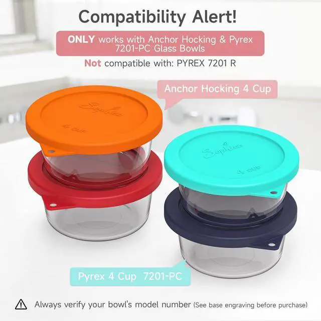 Alt view image 2 of 7 - Cup Silicone Lids Replacement for Pyrex & Anchor Hocking 7201-PC