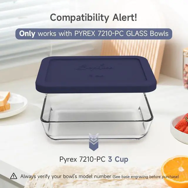 Alt view image 2 of 7 - Cup Rectangle Silicone Replacement Lids for Pyrex 7210-PC Glass