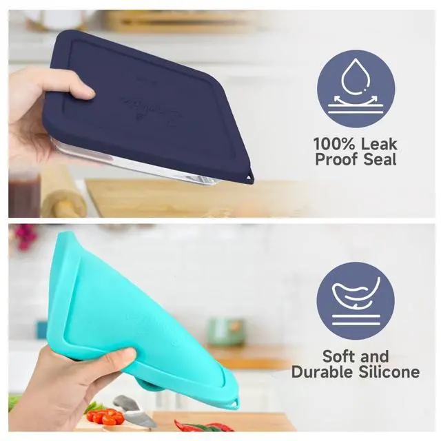 Alt view image 4 of 7 - Cup Rectangle Silicone Replacement Lids for Pyrex 7210-PC Glass