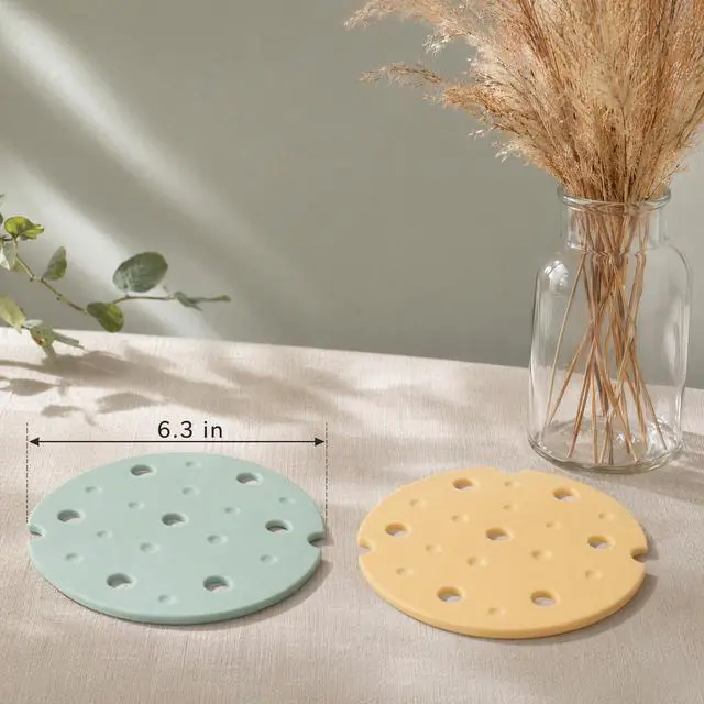 Alt view image 2 of 4 - Silicone Trivet Set of 6 with Metal Holder, 6.3 Inch Kitchen Hot Pads
