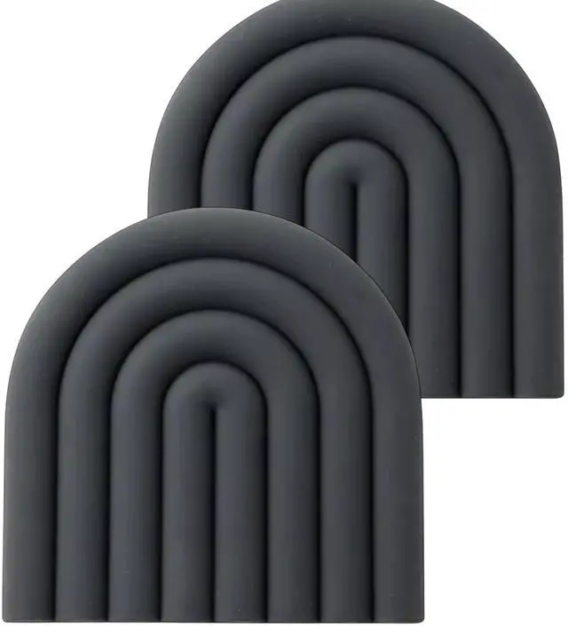 Main image of Silicone Heat Resistant Trivet Mats Multipurpose Non-Slip Kitchen Hot Pads, Insulated Coasters & Pot Holders Modern Placemats for Dining Table & CountertopSet of 2 (Charcoal Gray)