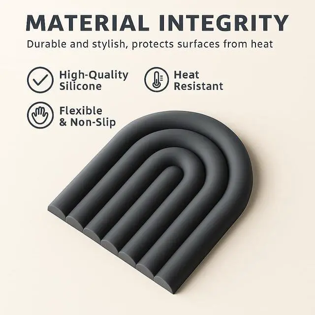 Alt view image 3 of 6 - Silicone Heat Resistant Trivet Mats Multipurpose Non-Slip Kitchen Hot Pads, Insulated Coasters & Pot Holders Modern Placemats for Dining Table & CountertopSet of 2 (Charcoal Gray)