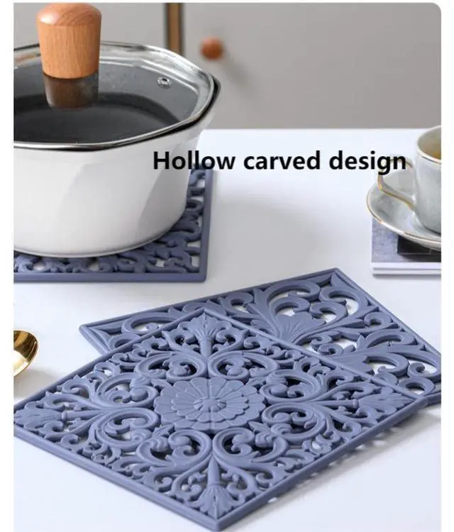 Alt view image 7 of 7 - Silicone Trivets for Hot Dishes, Pots & Pans, Square Trivet Mat Table, Hot pads Kitchen Counter, Heat Resistant Mats Countertop, Non-Stick Silicone Mat, Yellow Pot Holders Accessories Set 3