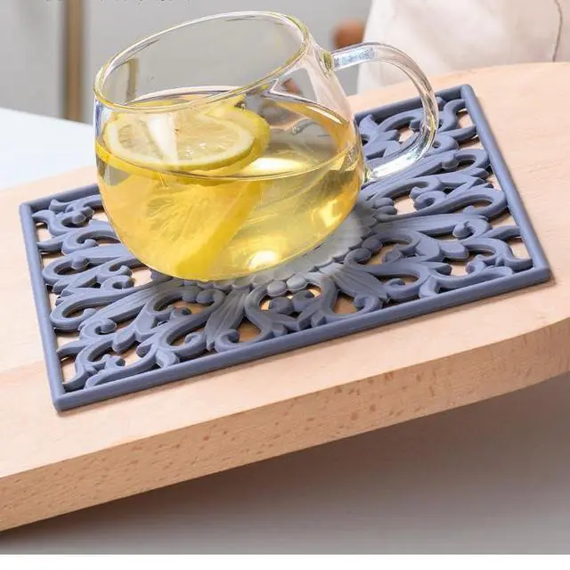 Alt view image 3 of 7 - Trivets for Hot Pots and Pans, Square Silicone Hot Pads for Kitchen, Flexible Silicone Pot Holder for Table, Non-Slip Heat Resistant Trivets for Hot Dishes, Trivet Mat Set 3 Black
