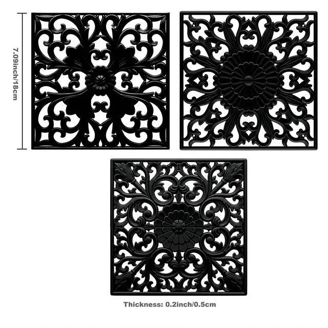 Alt view image 2 of 7 - Trivets for Hot Pots and Pans, Square Silicone Hot Pads for Kitchen, Flexible Silicone Pot Holder for Table, Non-Slip Heat Resistant Trivets for Hot Dishes, Trivet Mat Set 3 Black